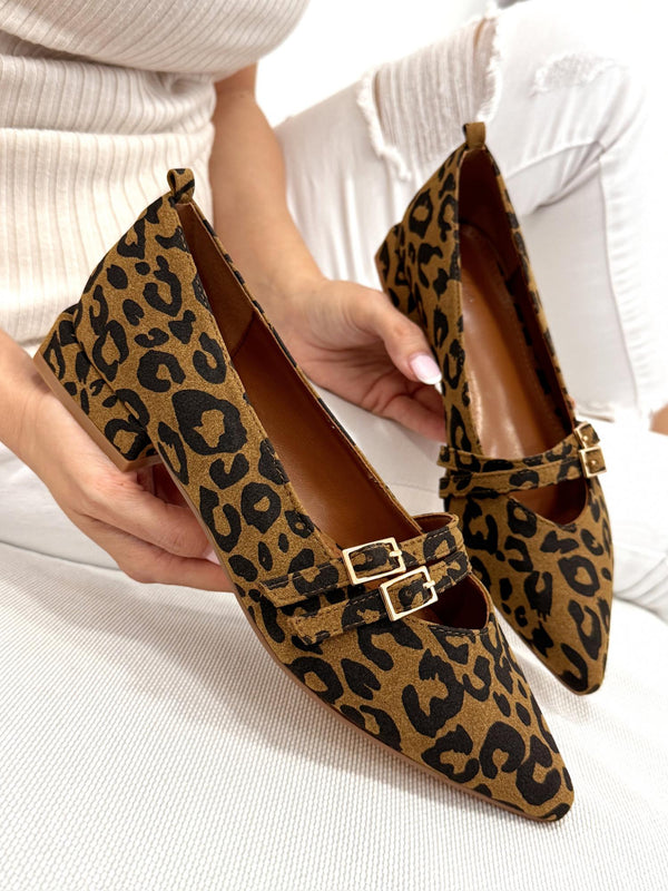 Ženske cipele - baletanke G250 - špic - LEOPARD - KAMEL