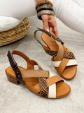 Kožne sandale G469 - ATO SHOES - ZEBRA - BEŽ - SMEĐA - KAMEL