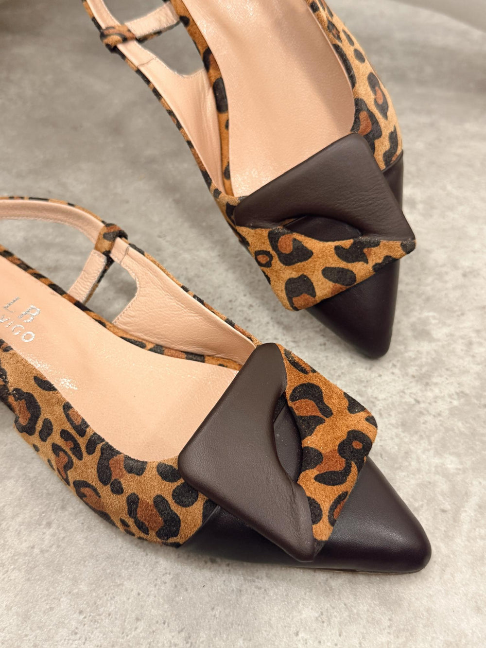 Kožne sandale G392 - LB ROVIGO - špic - SMEĐA - LEOPARD