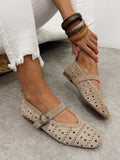 Kožne cipele - baletanke G468 - ATO SHOES - rupičaste - BEŽ