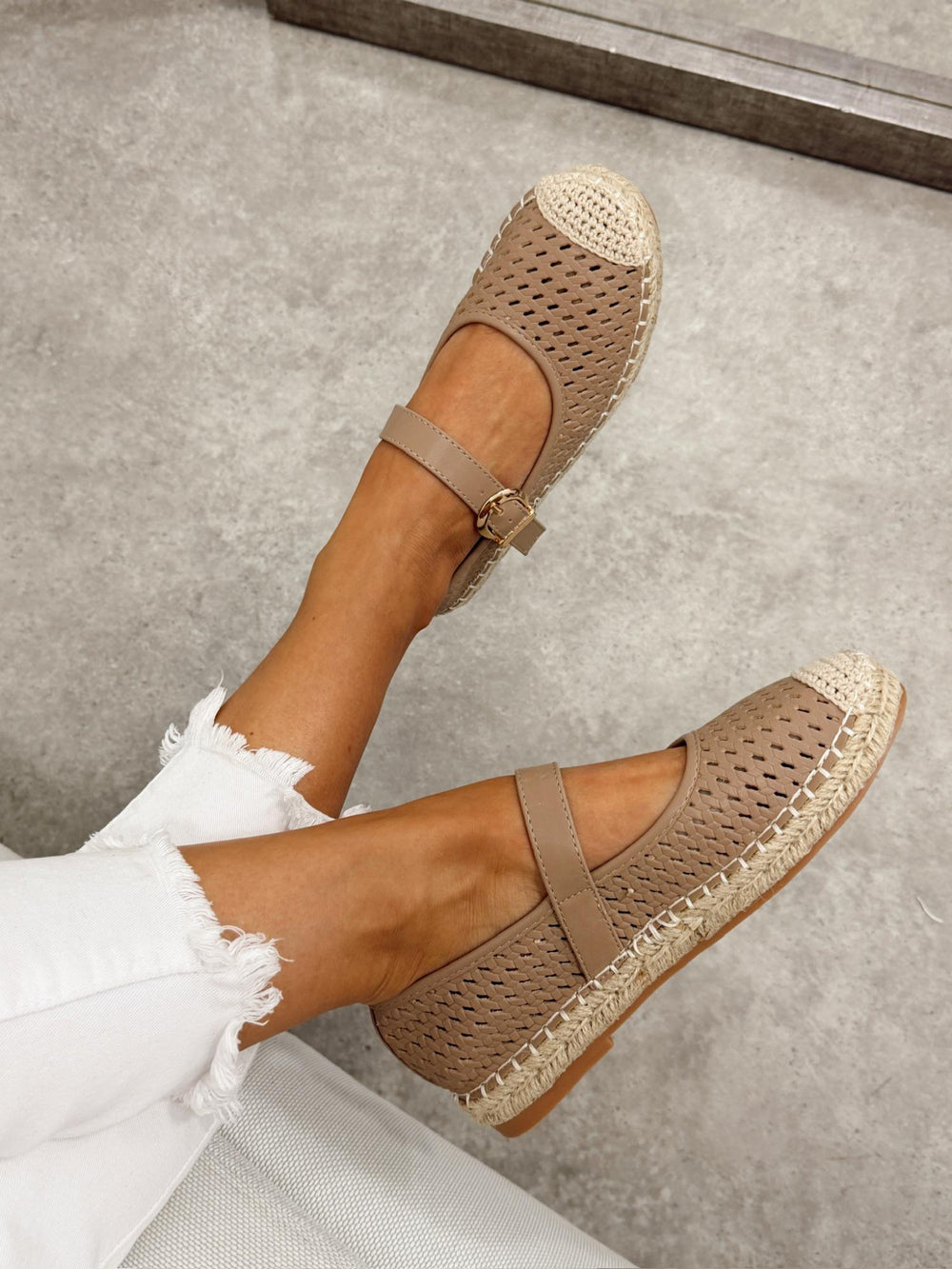 Ženske cipele - espadrile G321 - rupičaste - TAMNO BEŽ