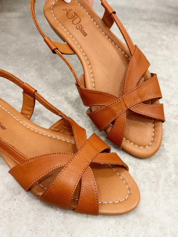Kožne sandale G471 - ATO SHOES - KAMEL
