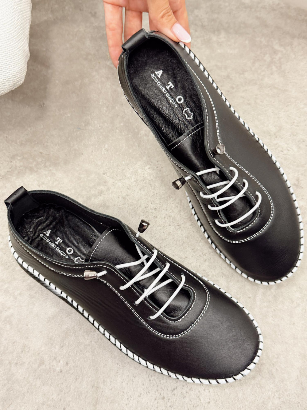 Kožne patike G450 - ATO SHOES - CRNA