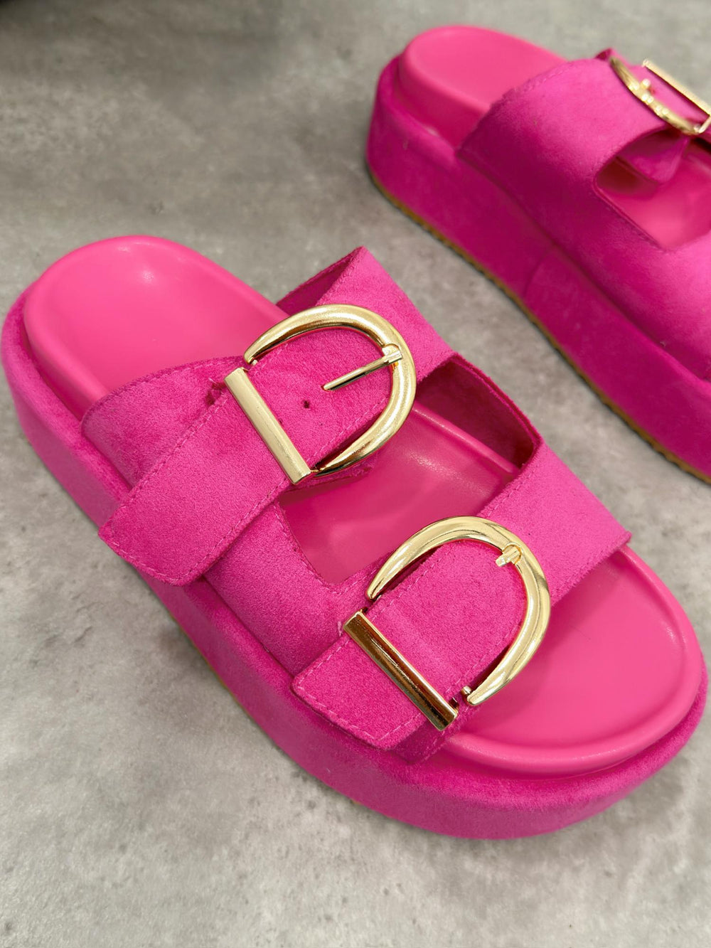 Ženske papuče G498 - na platformu - sa kaiševima - PINK