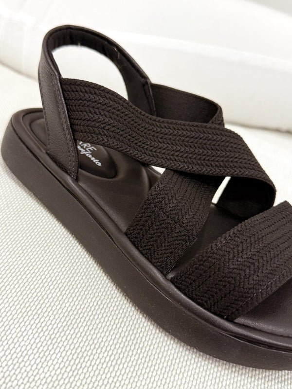 Ženske ravne sandale G064 - MODARE Ultra Comfort - elastične - CRNA