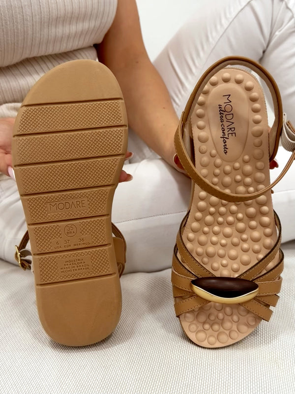Ženske sandale G066 - MODARE Ultra Comfort - na platformu - sa kaiševima - TAMNO BEŽ