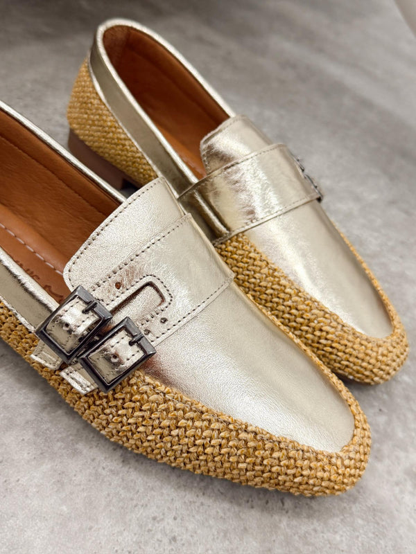 Kožne cipele - mokasine G417 - LOVE BALLERINS - ZLATNA