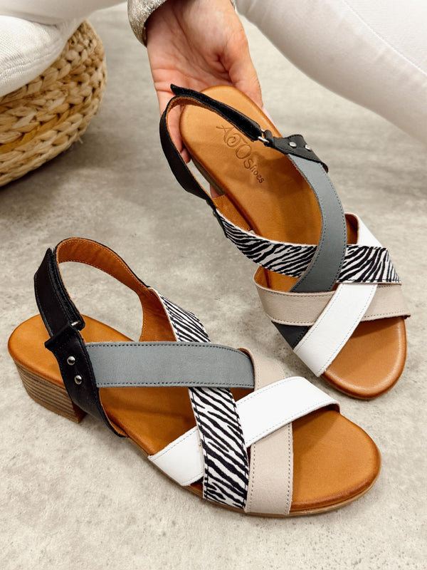 Kožne sandale G469 - ATO SHOES - ZEBRA - PLAVA - BELA - TAUPE - CRNA