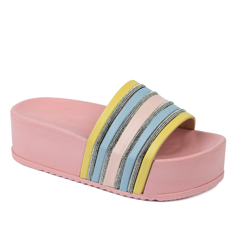 PAPUČE NA PLATFORMU SA CIRKONIMA - ROZE