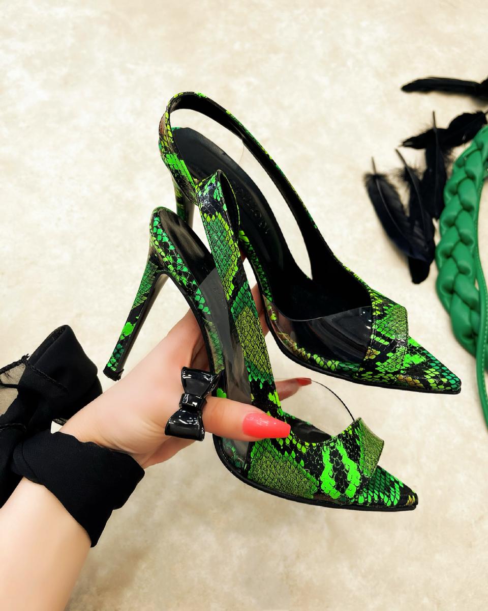 NEON SNAKE SANDALE NA TANKU ŠTIKLU - ZELENE