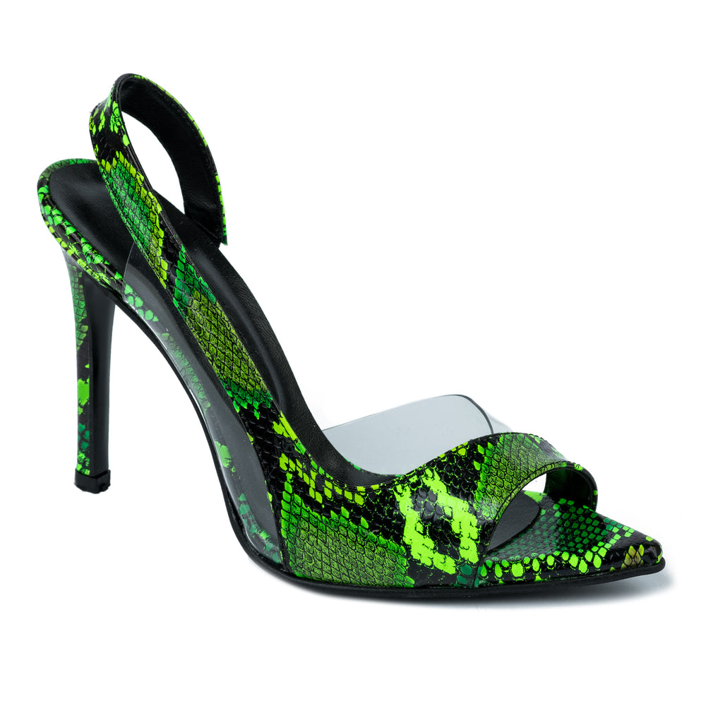 NEON SNAKE SANDALE NA TANKU ŠTIKLU - ZELENE