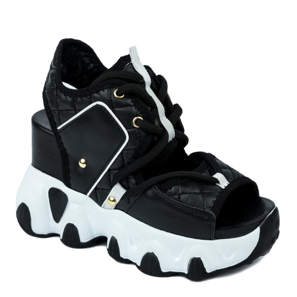 SPORTSKE SANDALE NA PLATFORMU - CRNE