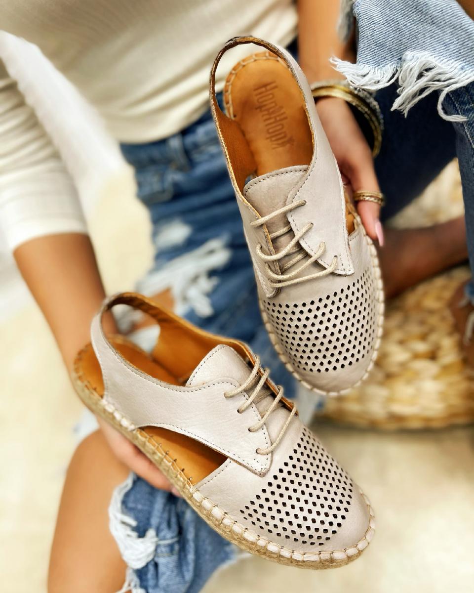 Kožne espadrile A574 - BEŽ