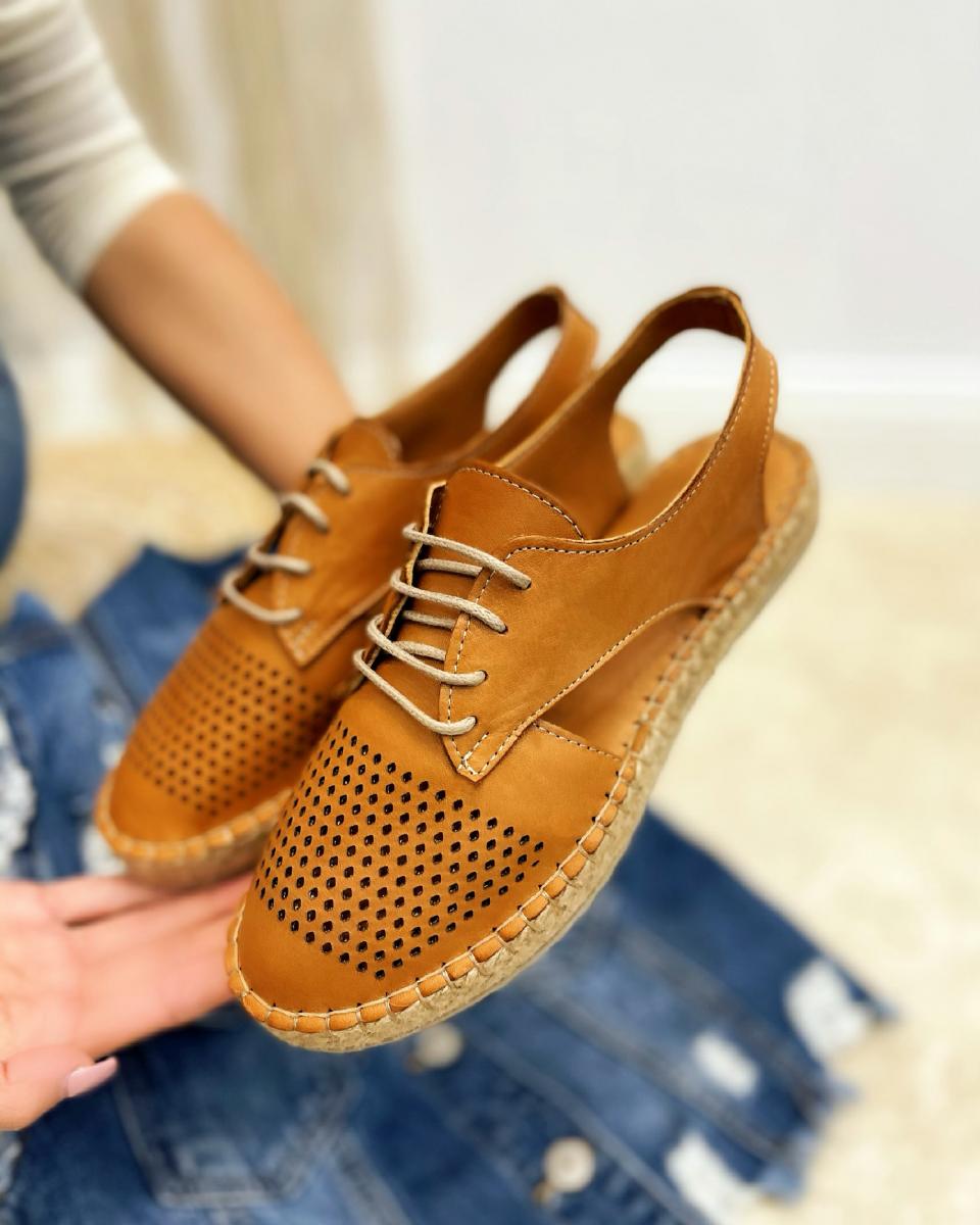 Kožne espadrile A574 - KAMEL
