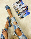 Kožne espadrile A576 - PLAVA