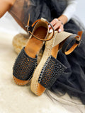 Kožne espadrile A663 - CRNA