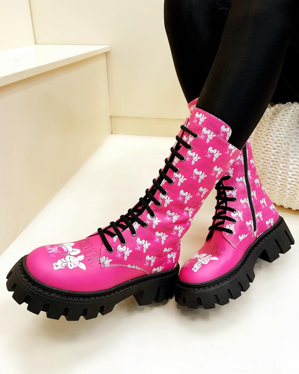 Kožne čizme B813 - PINK