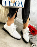 Kožne ravne cipele B941 - BELA