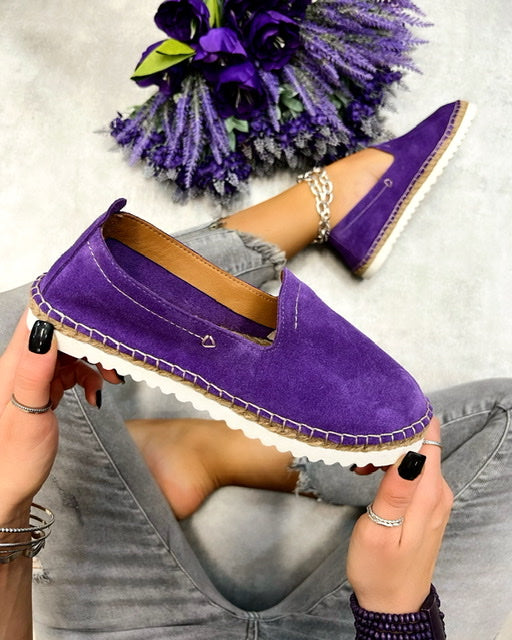 Kožne espadrile C246 - TAMNO LJUBIČASTA