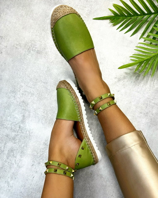 Kožne espadrile C397 - ZELENA
