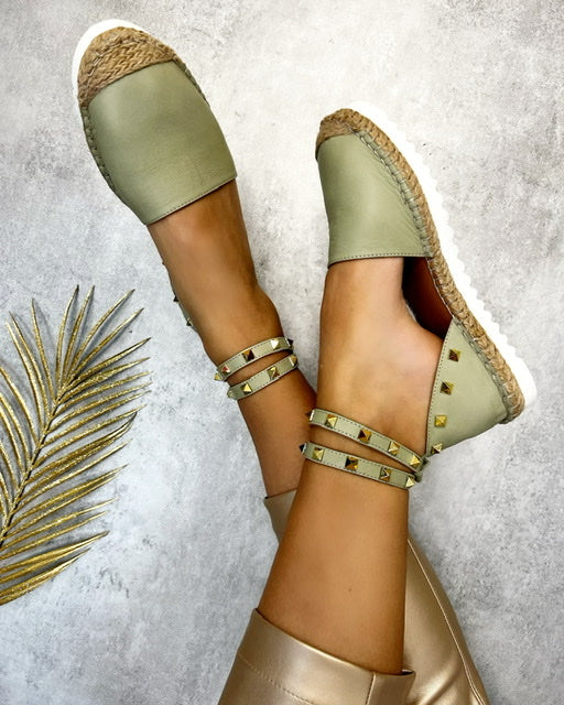 Kožne espadrile C397 - MASLINASTA