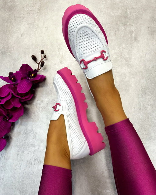 Kožne mokasine C435 - PINK