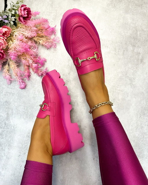 Kožne mokasine C436 - PINK