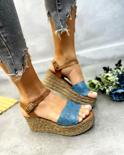 Kožne sandale C612 - PLAVA