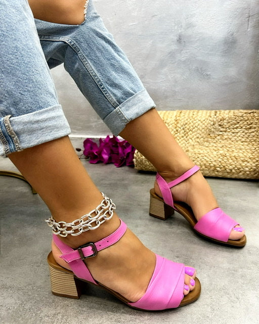 Kožne sandale C870 - PINK
