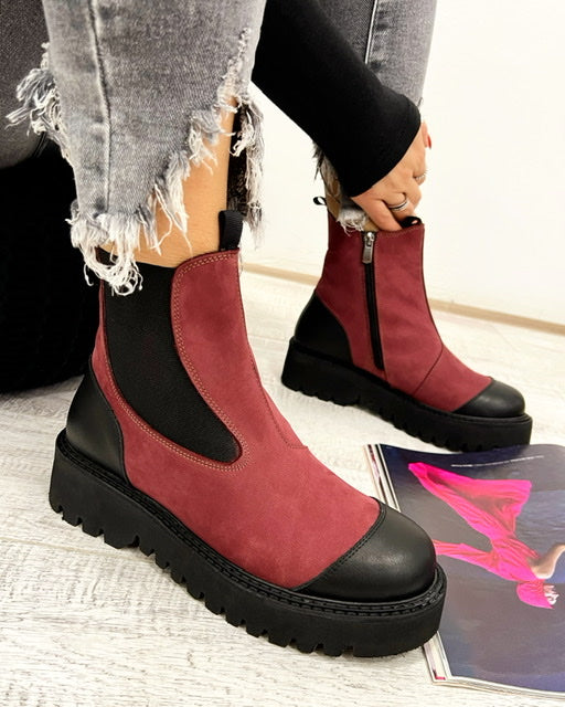 Kožne gležnjače D444 - BORDO