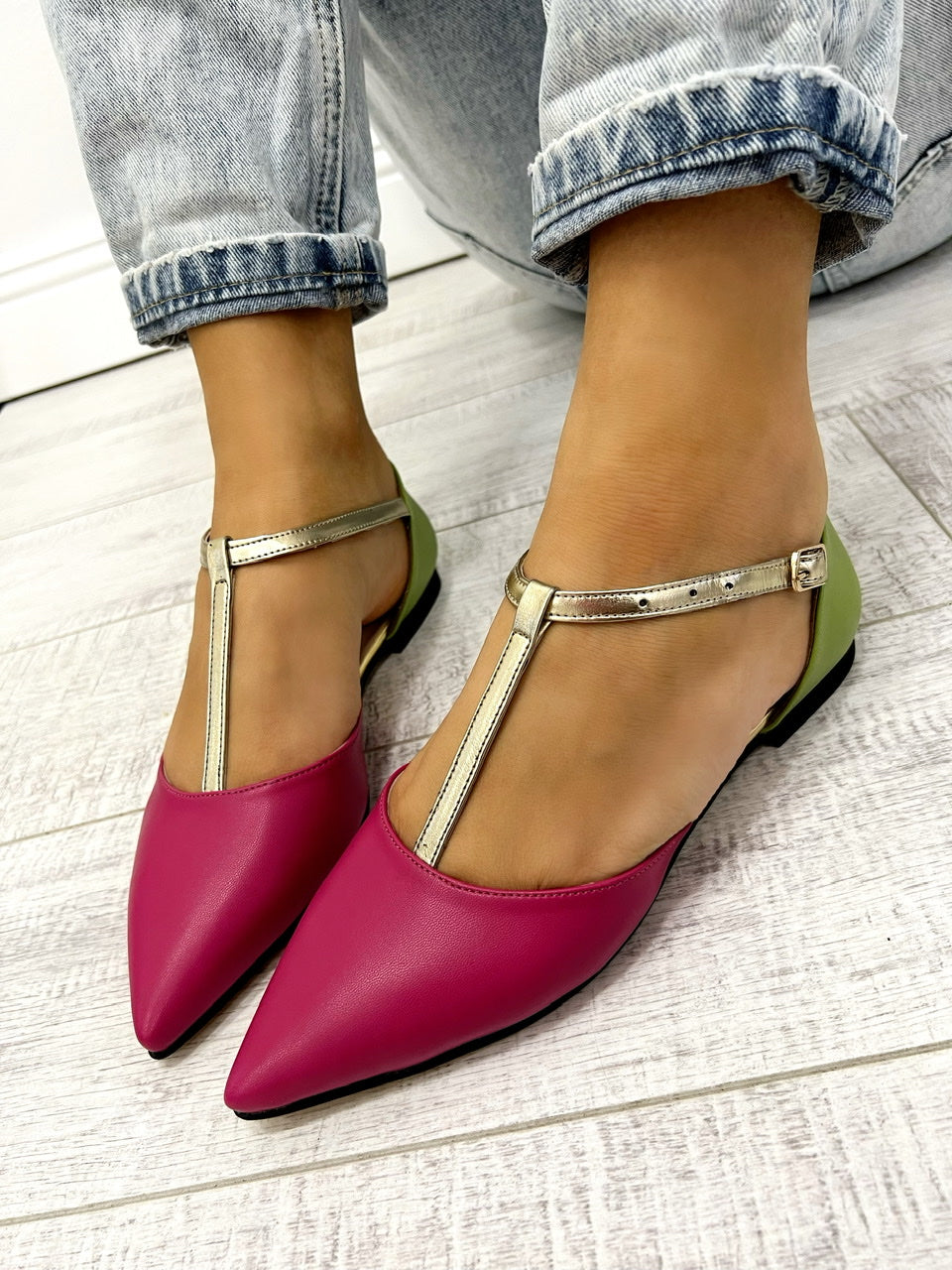 Baletanke D593 - SA ZLATNIM KAIŠEM - PINK