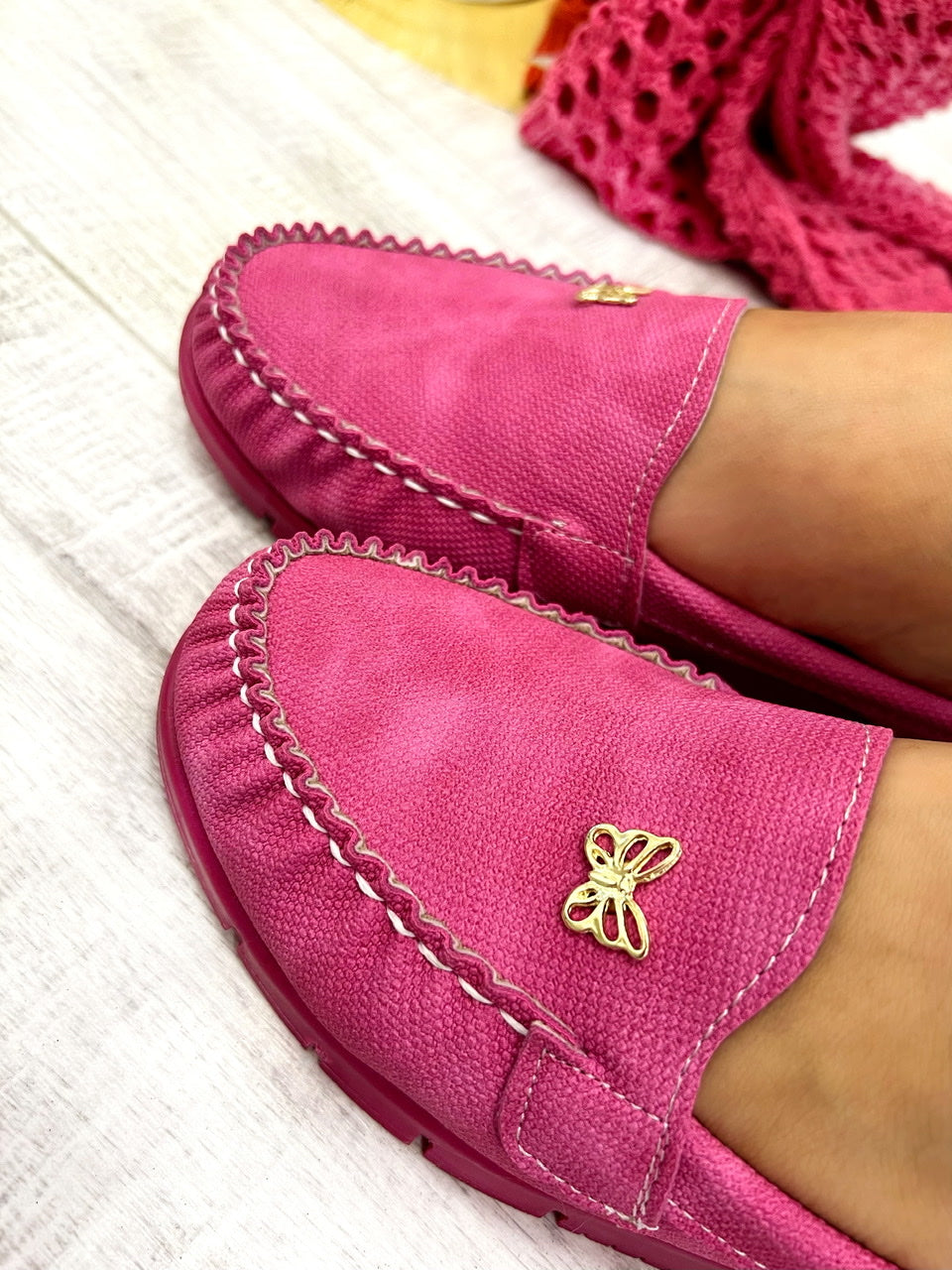 Ženske mokasine D624 - NA NAVLAČENJE - PINK