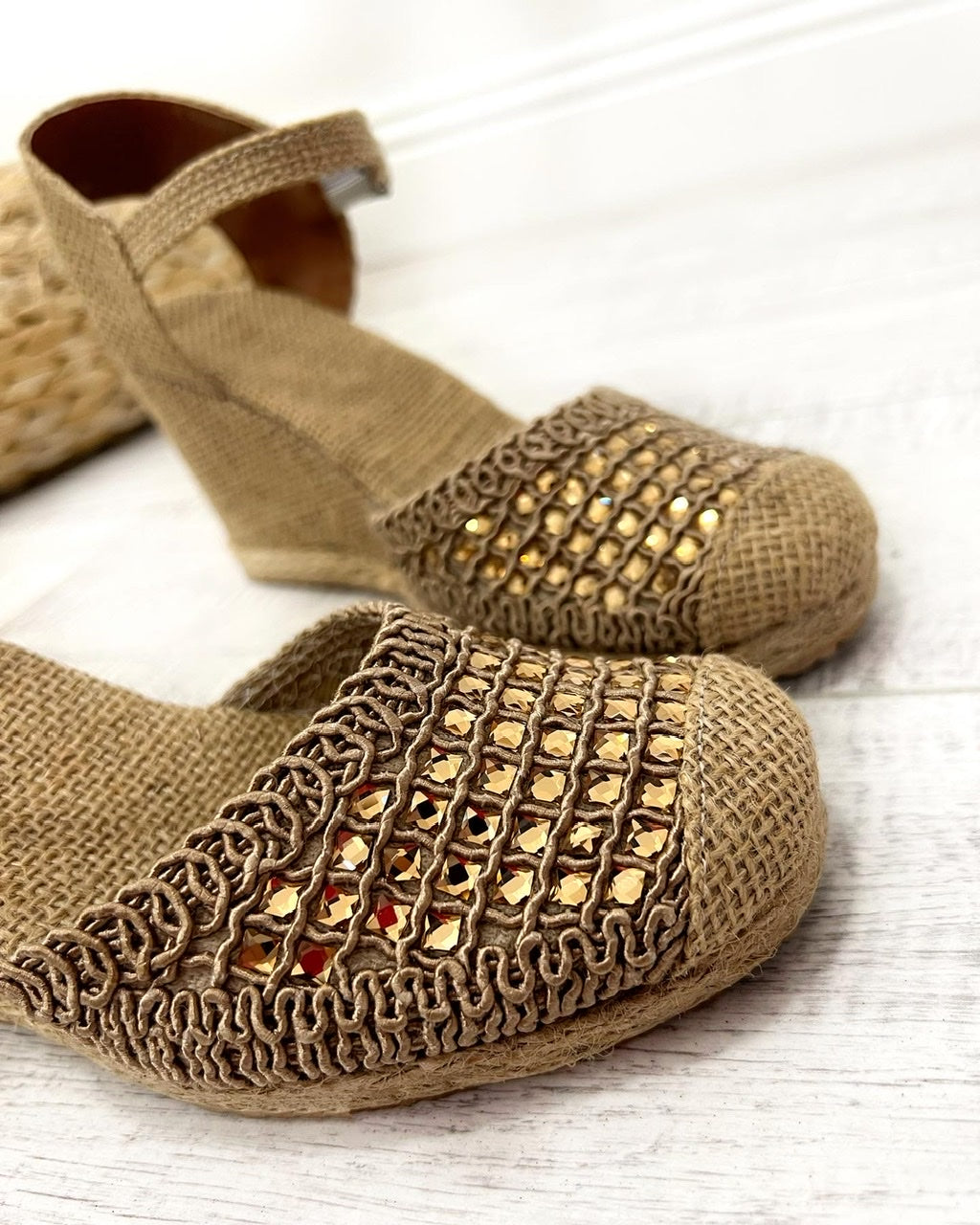 Ženske espadrile D700 - SA CIRKONIMA - BEŽ