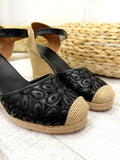 Ženske espadrile D703 - NA KOPČANJE - CRNA