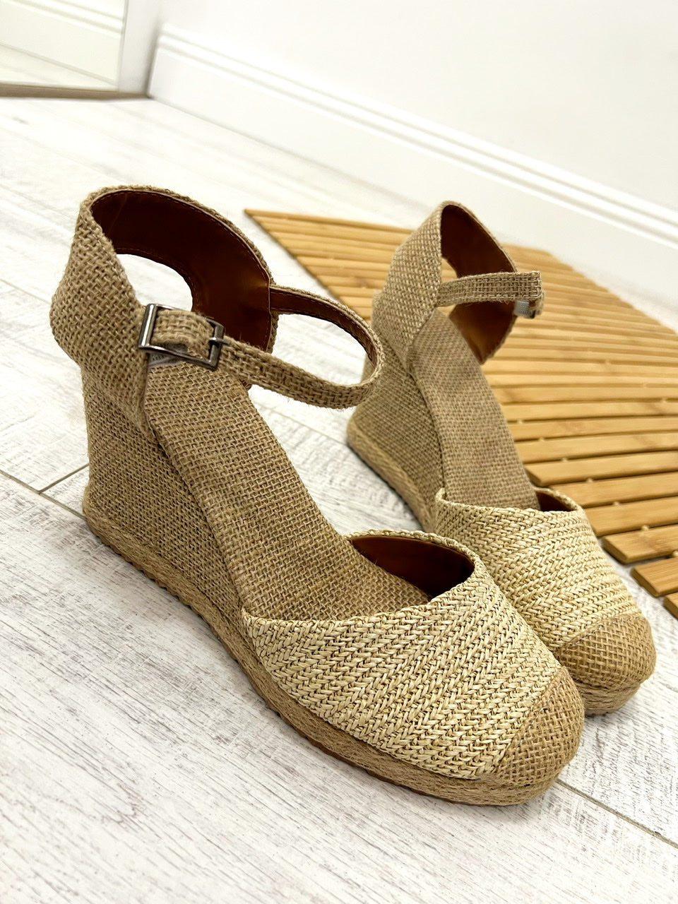 Ženske espadrile D794 - NA KOPČANJE - BEŽ