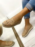 Ženske espadrile D798 - CVETNE - BEŽ