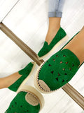 Ženske espadrile D798 - CVETNE - ZELENA