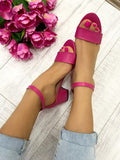 Ženske sandale D826 - SA KAIŠEM - PINK