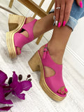 Ženske sandale D827 - NA KOPČANJE - PINK