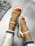 Kožne sandale D941 - SA CIRKONIMA - BELA
