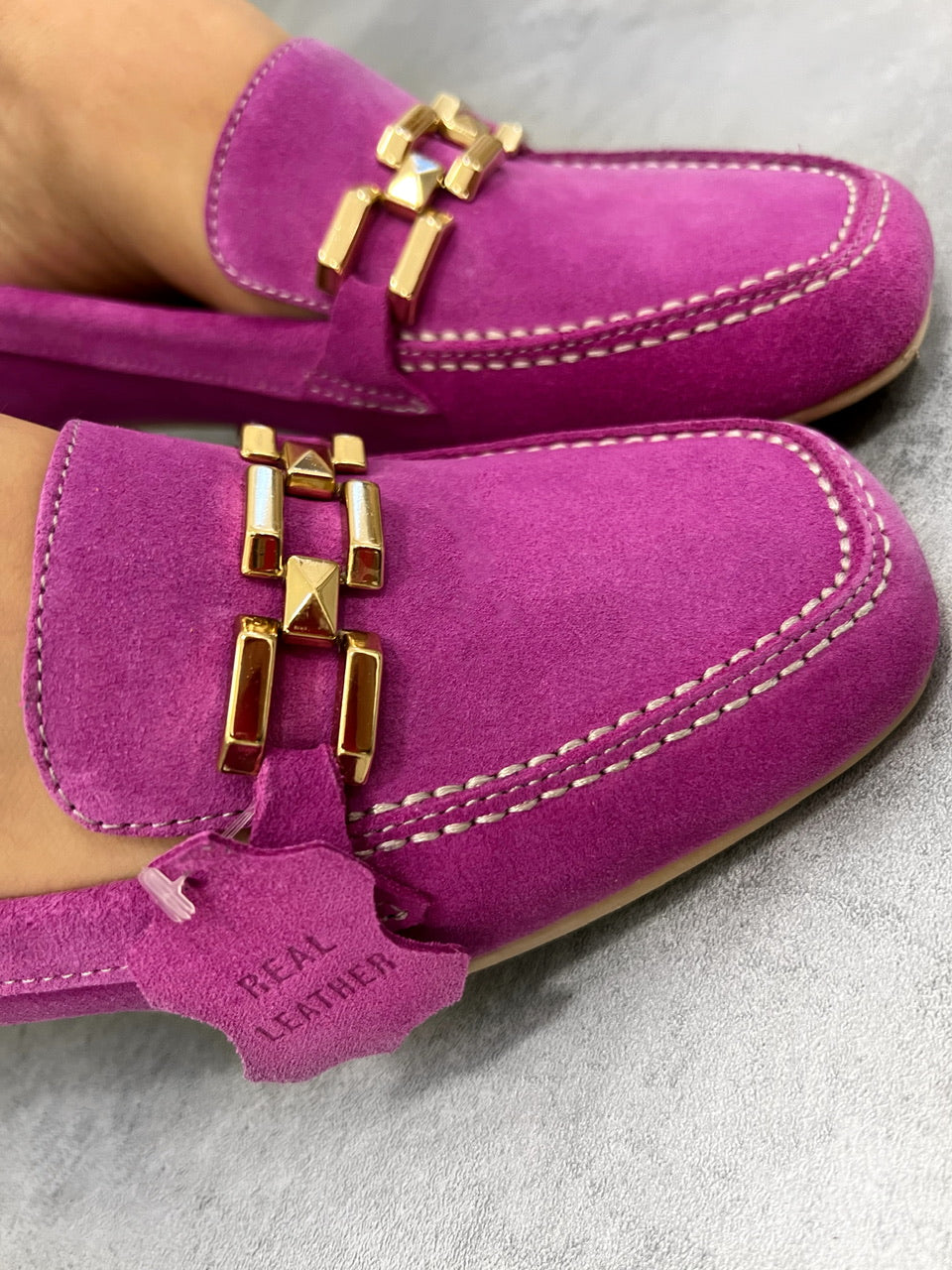 Kožne mokasine D991 - SA LANCEM - PINK