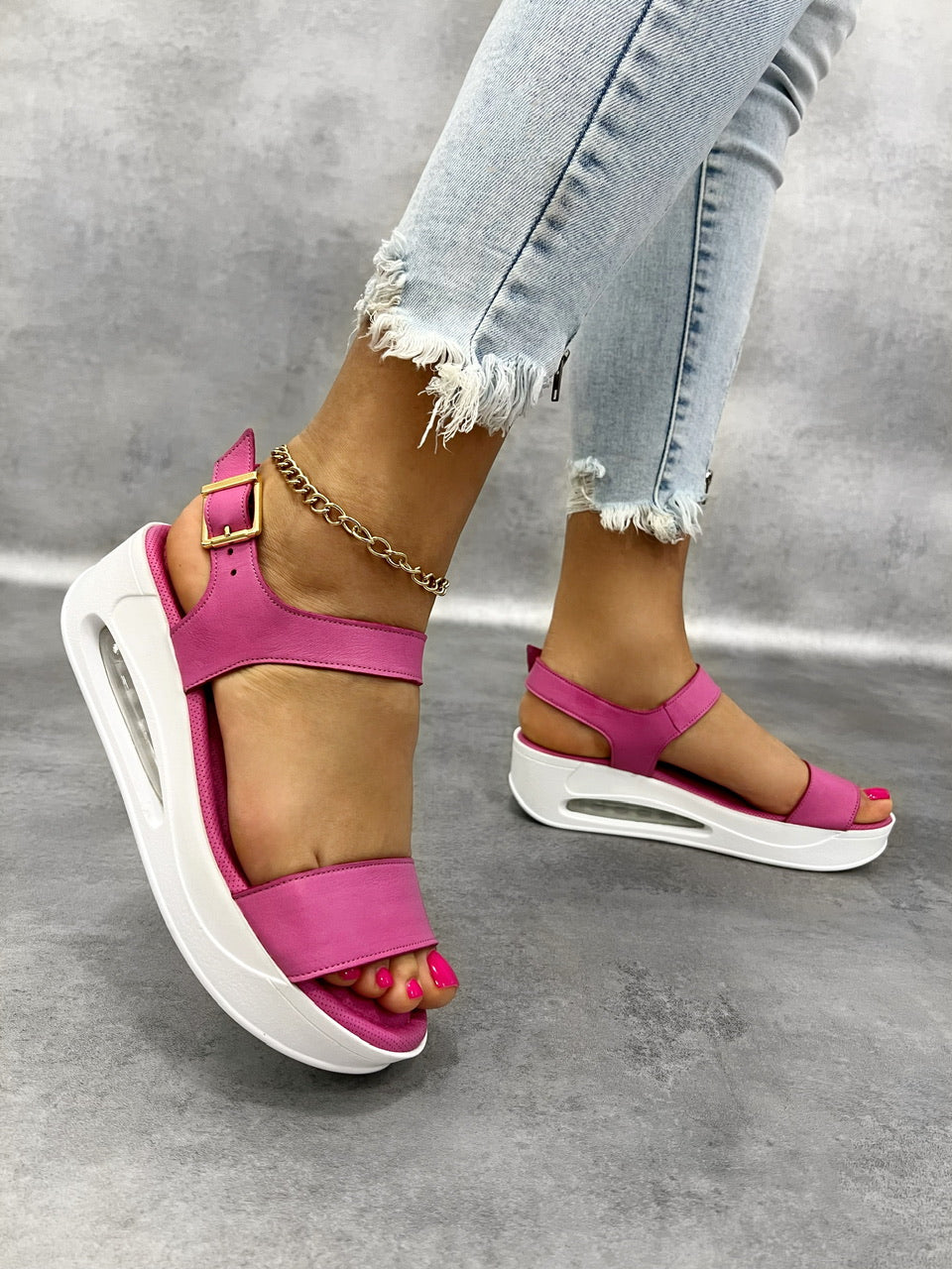 Kožne sandale D994 - SA VAZDUŠNIM ĐONOM - PINK
