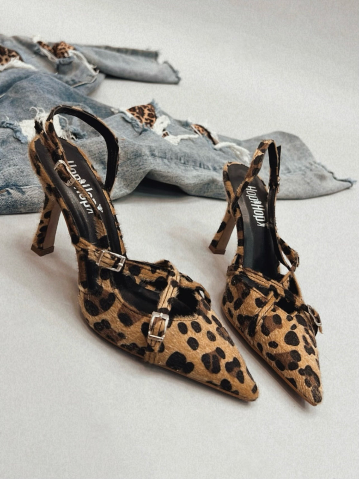 Ženske sandale E275 - ŠPIC - CRNA - BEŽ - LEOPARD