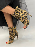 Letnje čizme E299 - SA OTVORENIM PRSTIMA - CRNA - BEŽ - LEOPARD