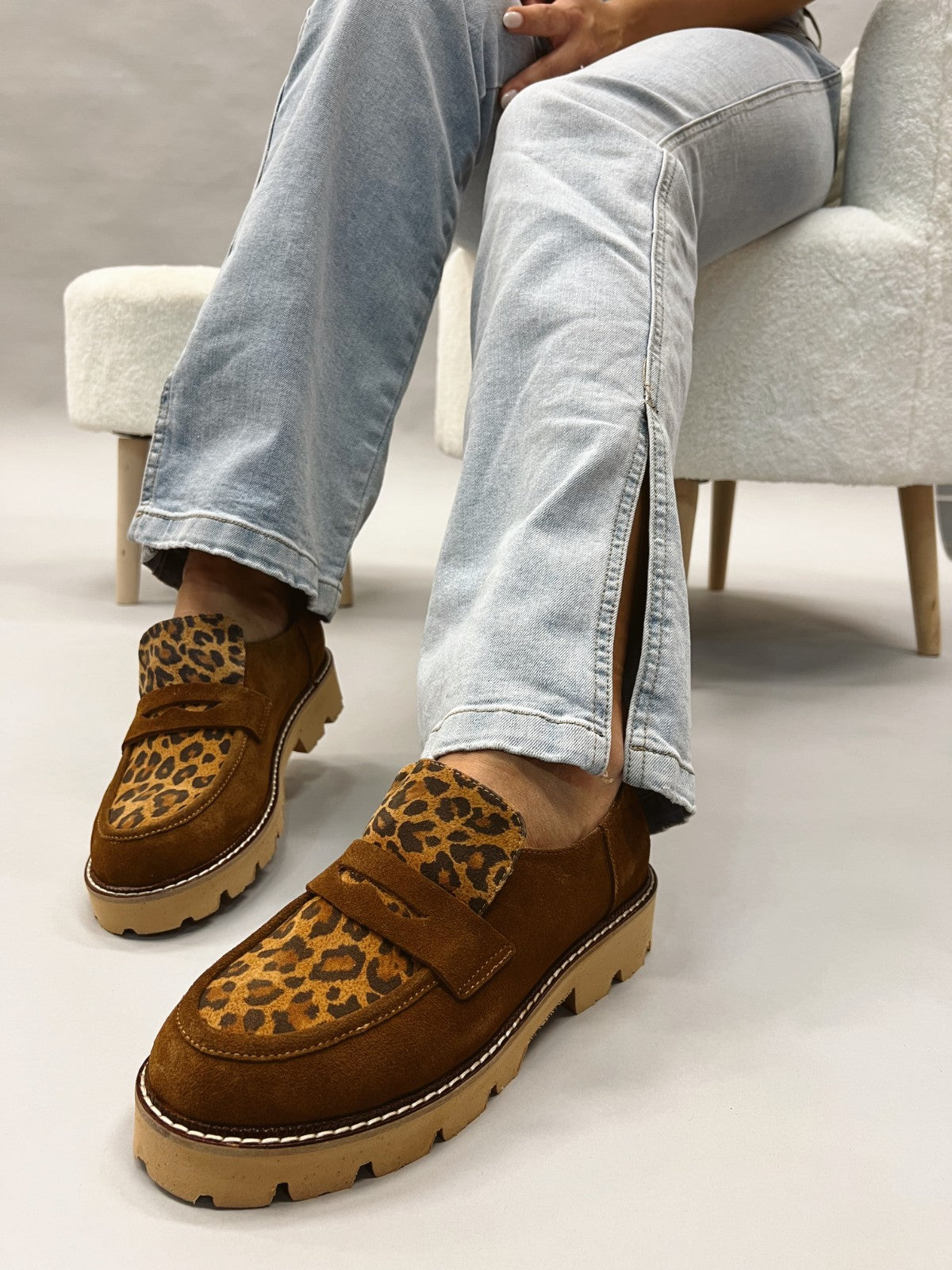 Kožne cipele E631 - LEOPARD - SMEĐA