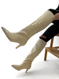 Ženske čizme E722 - KROKO - BEŽ
