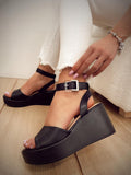 Ženske sandale E932 - NA PLATFORMU - CRNA