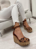 Ženske sandale E969 - NA PUNU PETU - KAMEL - LEOPARD