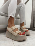 Ženske sandale F014 - NA PLATFORMU - BEŽ