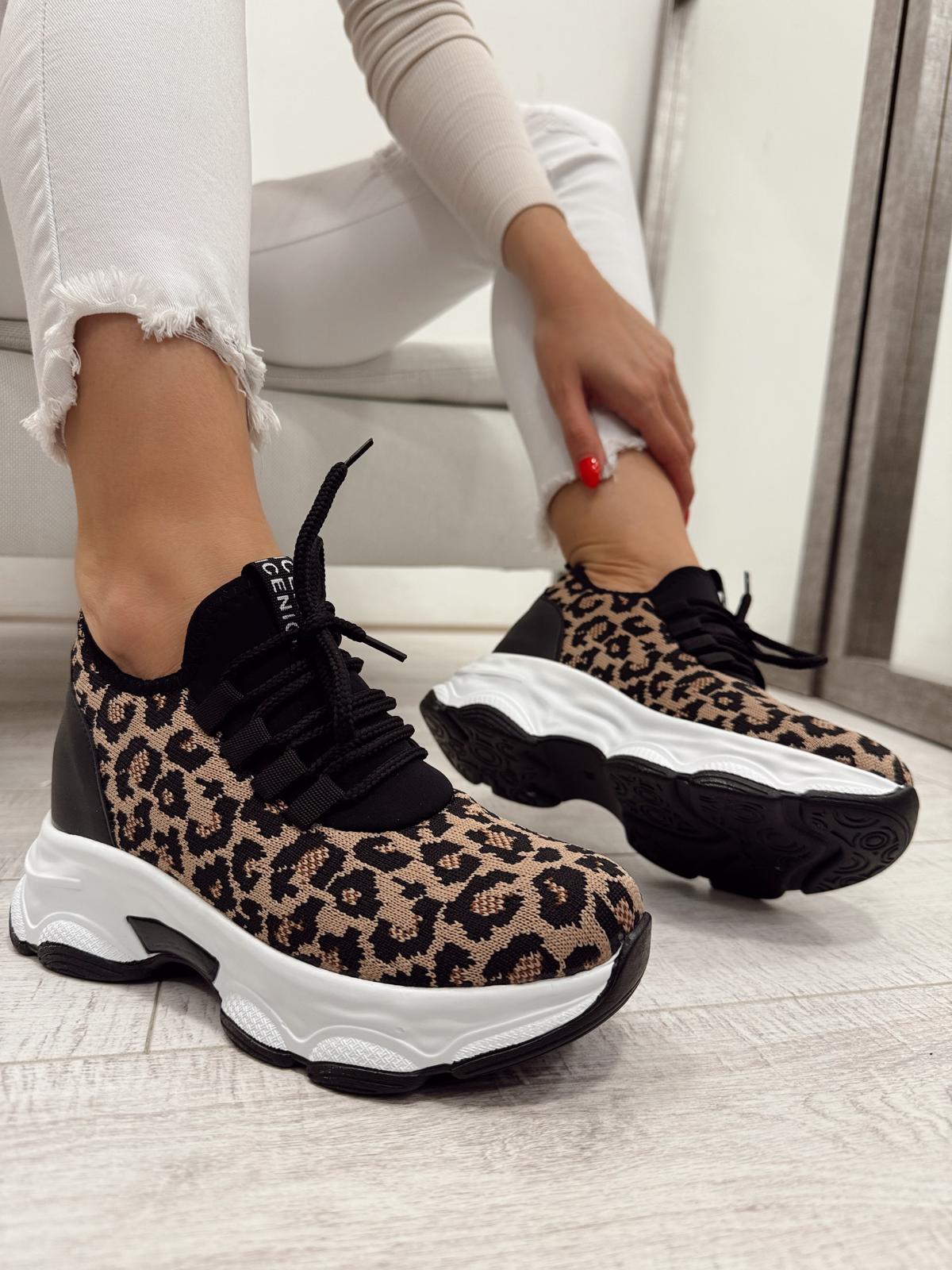 Ženske patike F037 - CRNA - LEOPARD